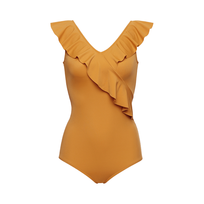 Ruffles Design Swimwear (Yellow / Black)