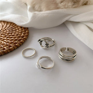 925 Minimalist Silver Ring Set