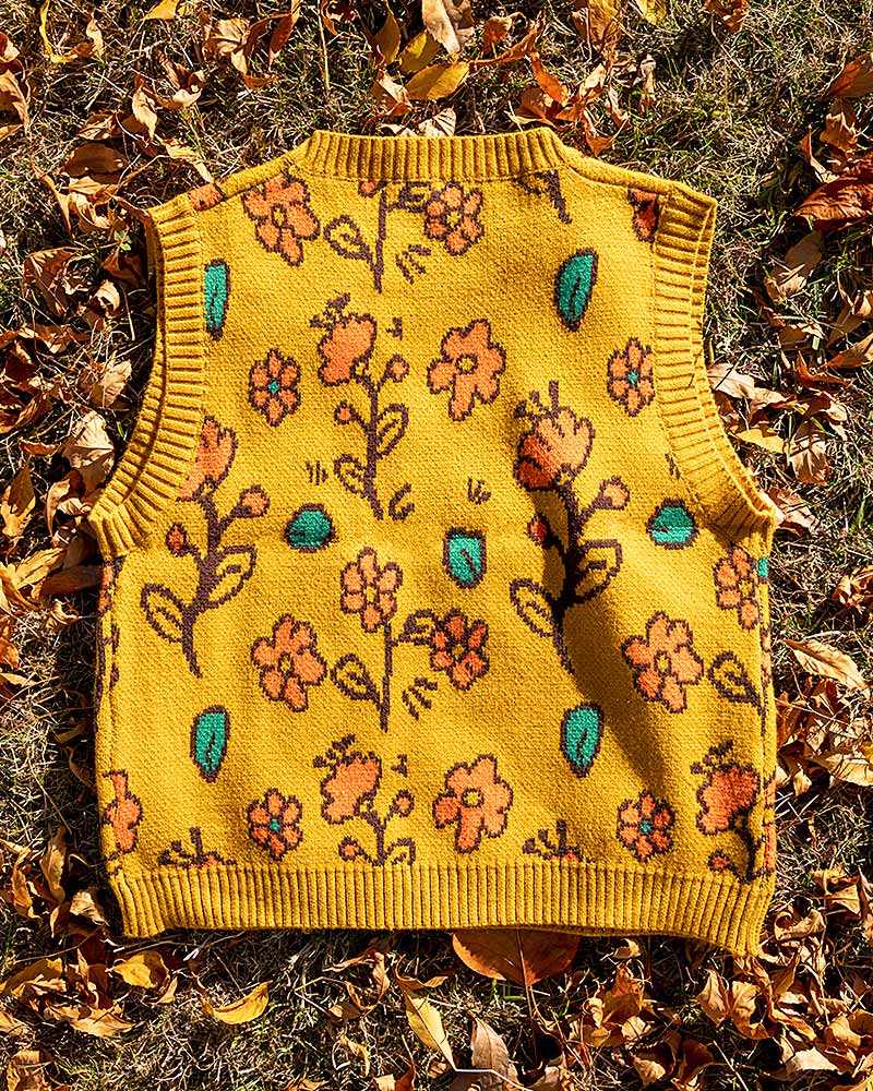 Knit Flower Print Vest