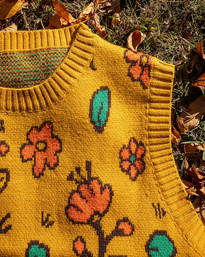 Knit Flower Print Vest